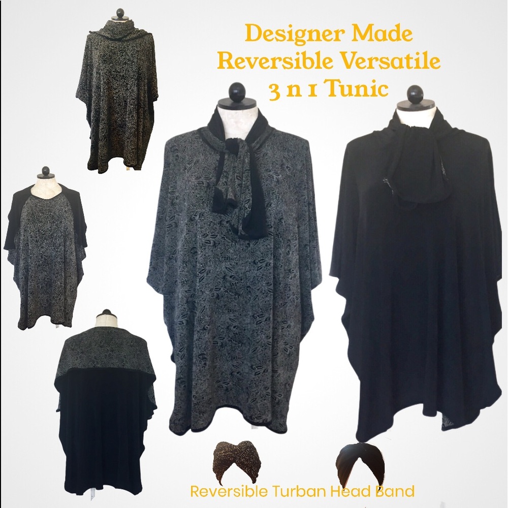 Black reversible tunic wear 6 ways